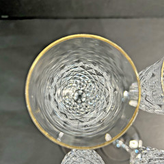 Mikasa Imperial Gold Crystal Champagne Flutes Set of 4 Gold Rim 9” Vintage