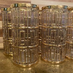 6 VTG Imperial Glasses Shoji Trellis 22K Gold Glass Tumbler Highball 5.75″ USA!