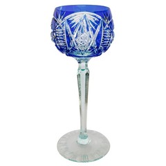 Vintage Bohemian Cut-to-Clear Crystal Hock Wine Glasses Set of 4 – 7.5″H