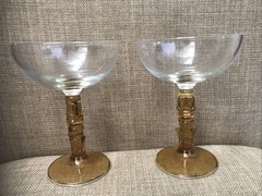 Libbey Polynesian Amber Tiki Stem Coupe Glasses Set Of 2 Barware Tiki Bar