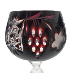VTG Ajka Marsala Deep Ruby Cut to Clear Crystal Hock Wine Goblet 8.375″ Set of 3