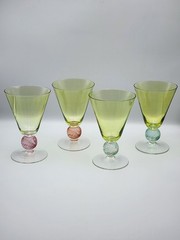4 Southern Living at Home Tango Multi-Color Stemmed Ice Tea Glasses SOC3