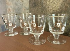 Libbey Apothecary Rx Cocktail Glasses Footed 22K Gold MCM Barware 4.5″ Set of 4