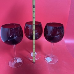 JC Penney AMETHYST BALLOON GOBLETS – Set of 3 – 8 3/4″ Wine Goblets