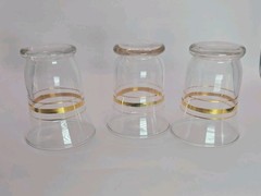 3 Vintage Turkish Tea Gold Stripe Anchor Hocking 3.5 oz Glasses
