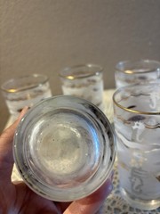 6 Libbey MARINE LIFE Glasses Fish Seahorse Gold Aqua 1950s MCM Cocktail
