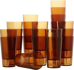 Winware Winco PTP-12A 12oz Amber Stackable Pebbled Tumblers Packs of 12