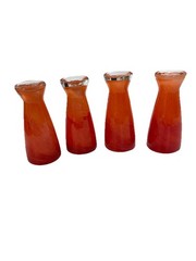 4 Art Glass Tall Beer Pub Style Glasses Ocean orange & red Swirl 7.5″
