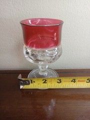 Kings Crown Thumbprint Ruby Red Glass set of 4 Cordial Goblet Vintage