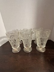 Vintage, 1950s «Big Top» Peanut Butter Footed Glasses by Hazel Atlas, Set of 6