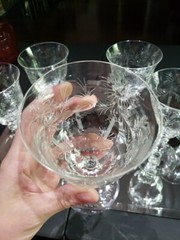(6) Water Goblets Glasses 6-3/8″ elegant cut crystal Hawkes signed «Victoria»