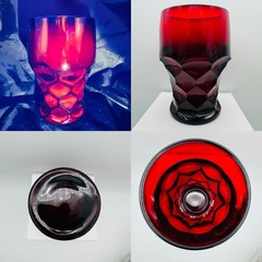 Viking Cadmium Uranium Ruby Red Georgian Honeycomb Glass Tumbler 5” Vintage