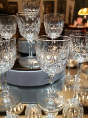 12 Wine Cordial glasses American Brilliant period cut Glass crystal Oval & Split
