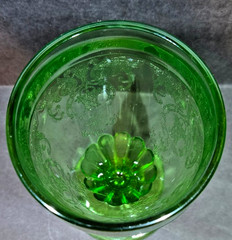 Set of 6- Fostoria Co, Versailles Pattern, Uranium Glass ice Tea Goblets, 1930s