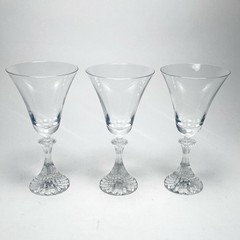 3 VTG Mikasa Stratton Crystal Water Goblets Wine Glasses Flared Bowl Ritz Stem