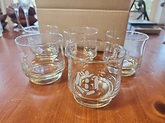 5 Vtg Heritage Monogram B Rocks Whiskey Glasses 8 oz