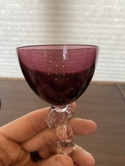 SET(6) VTG Cambridge Amethyst Bowl Nude Woman Liquor Cocktail Glasses 6.5″H