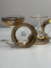 Vintage Crystal Gold Gilded Grapes Twisted Stem Champagne/Sherbert Glasses 6