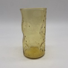 Vintage 1960s Yellow Glass Decatur Thumbprint Iced Tea Drinking Glass
