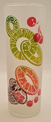 4 Federal Tom Collins Highball Fruit Frosted Glasses MCM Vintage w/ Eagle Base