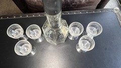 Vintage Anchor Hocking Manhattan glasses set of 6 Mid Century Embossed Liquor B.