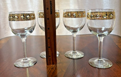 Vintage MCM Barware Culver Valencia 22K Gold Band 5.75 in Wine Glass Set of 4