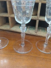 Vintage Tall Libby Rock Crystal Wine Footed Stems Glasses Glass Set Elegant…