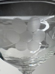 Clear Glass Stemmed Wine Goblet, Etched Floral Pattern Drinking Glass