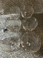 6 Mikasa Stephanie Gold Fluted Wine Elegant Crystal Clear Optic Glasses 7×3.25