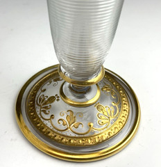 Antique Fritz Heckert PAIR GOLD ENCRUSTED 5-3/8″ WINE ROEMER GLASSES Art Nouveau