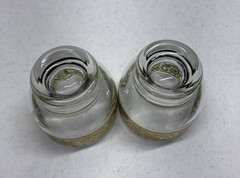 Culver 22K Gold And Green Toledo Pattern MCM Low Ball Glasses Set of 2 Signed