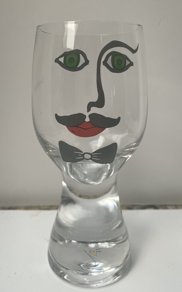 Kosta Boda Man’s Face Goblet Sea Glasbruk Thick Stem