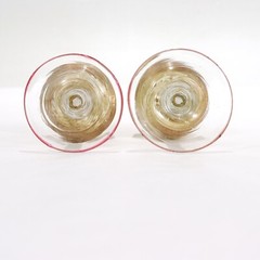 Pair Antique Salviati Aventurine Filigrana Venetian/Murano Cordial Wine Glasses