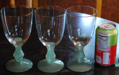 Vintage Set 3 ISABELLE GREEN Water Goblets Glasses VILLEROY & BOCH Jade 6 7/8″