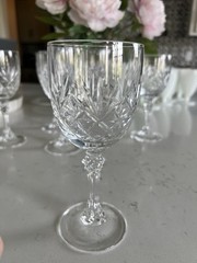 Six (6) Pieces Set Claret Wine Deauville Cut Crystal Glasses By Cristal d’Arques