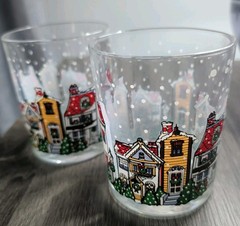 Luminarc D’Arques Dublin 1992 Christmas Village Old Fashion Tumblers Set Of 2