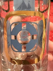 Vintage MCM Nautical Highball Glass Set Of 2 22k Gold Decoration Ex Cond 5.5”