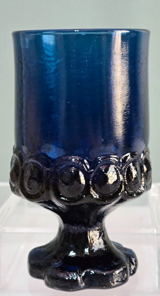 MCM Madeira Dark Blue Glass Goblet by FRANCISCAN Tiffin 4.75″
