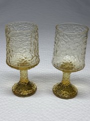 Set of 2 Lenox Hand Blown Crystal Amber Yellow Goblets Impromptu USA