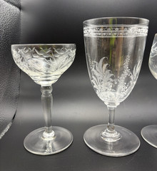 Clear Glass Tall Decorative Cordial Stemware Barware Lot – Mismatched Set of 12