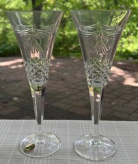 2 Waterford Crystal Millenium Collection Peace Toasting Flutes Angel Mint in Box