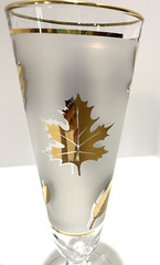 4 Libbey Golden Foilage Pilsner Champagne Glasses Vintage MCM (2 Sets Available)