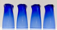 Vintage Set of 4 Anchor Hocking Sybil Cobalt Blue Twisted Hexagon Base Glasses