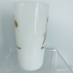 Federal Milk Glass Game Bird Tumbler 22Kt Gold Ring Necked Pheasant Vintage