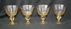 4 Vintage Swedish Hand Made Crystal Gulli Gold Ingrid Skruf Cocktail / Sherbet
