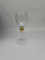 Gibson Golden Solitaire Water 12 Oz Goblet Wine 24K Optic Glass Steam 8.5″ Vtg