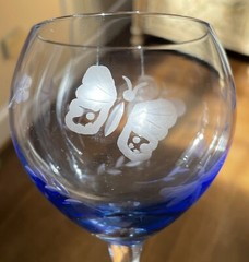 Set of FOUR Lenox Crystal BUTTERFLY MEADOW Balloon Wine Goblets EXCELLENT