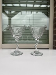 Vintage MCM Z Stem Martini Glasses By Libbey Set Of 2