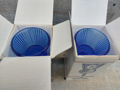 Avon 1976 Fostoria Cobalt Blue Goblets Geo/Martha Washington & Mt Vernon Creamer