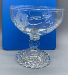 7 Boopie Clear Floral Etched Champagne Glass Berwick Bubble Foot Anchor Hocking